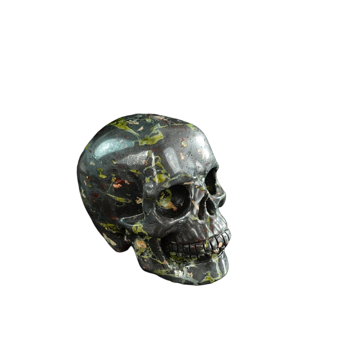 3.0" Plum Blossom Jade Crystal Skull Carving - Hand Carved Decor
