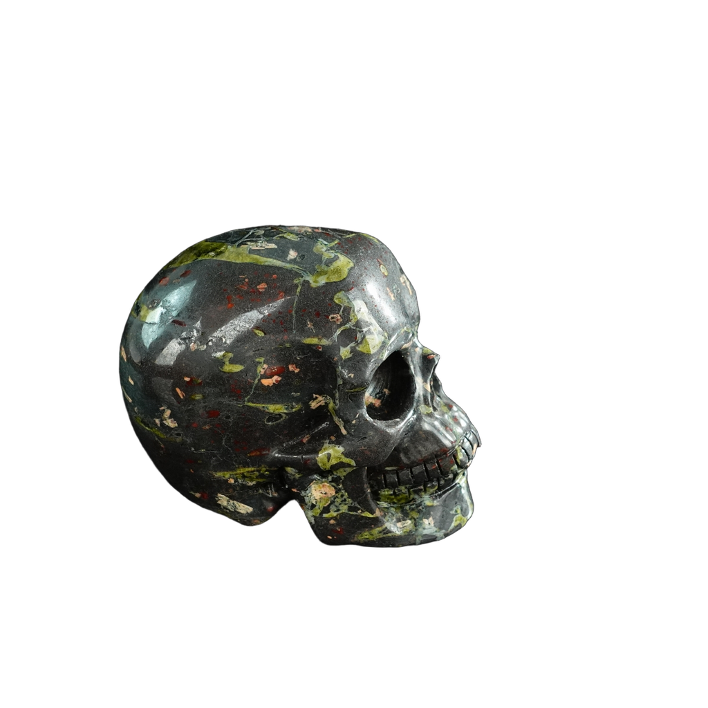 3.0" Plum Blossom Jade Crystal Skull Carving - Hand Carved Decor