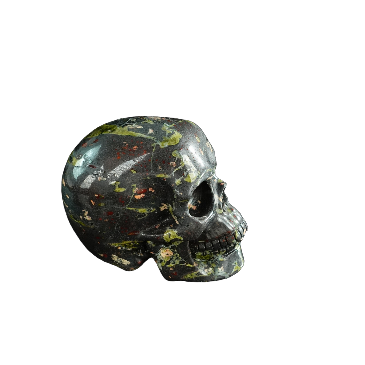 3.0" Plum Blossom Jade Crystal Skull Carving - Hand Carved Decor