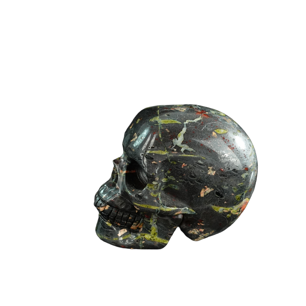 3.0" Plum Blossom Jade Crystal Skull Carving - Hand Carved Decor