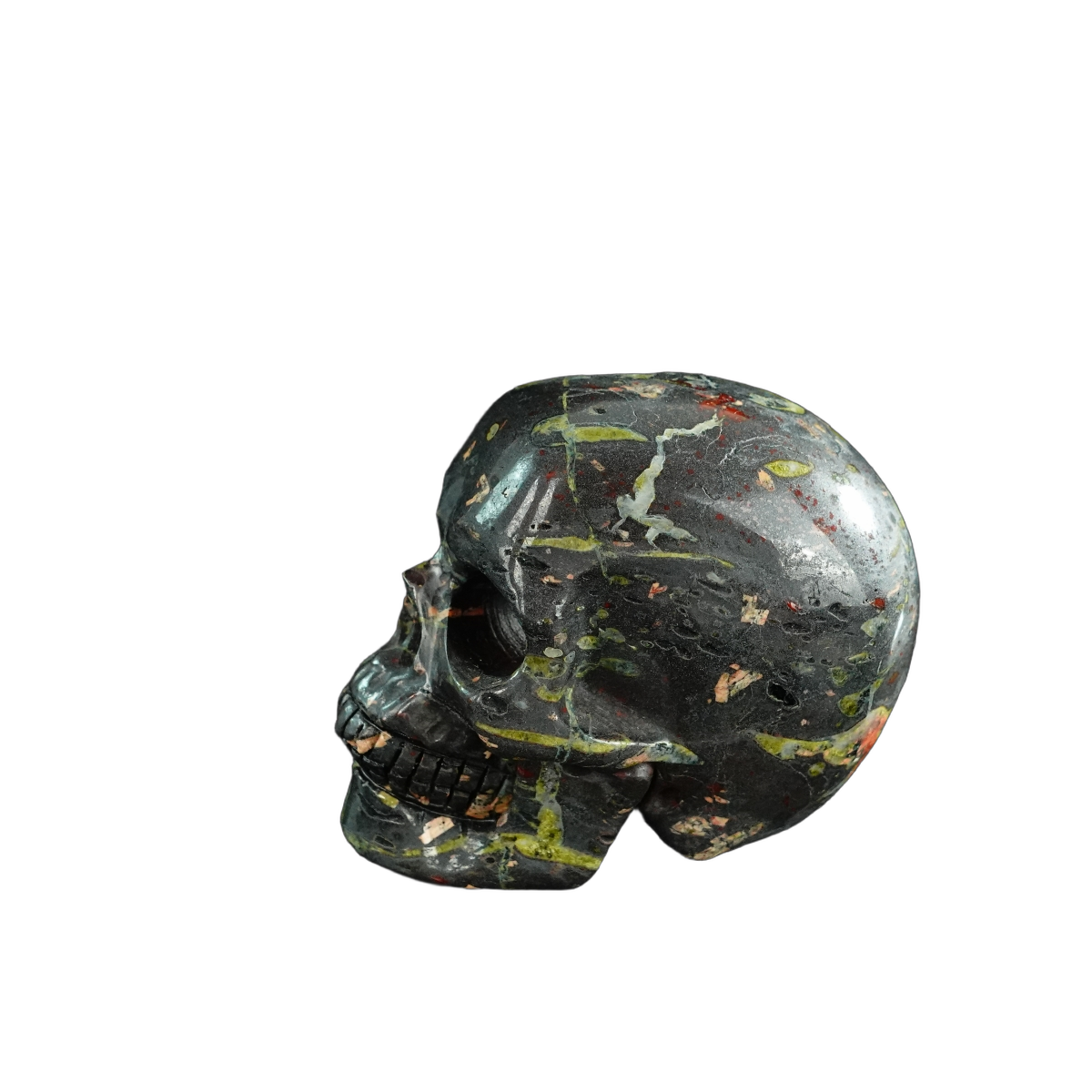 3.0" Plum Blossom Jade Crystal Skull Carving - Hand Carved Decor