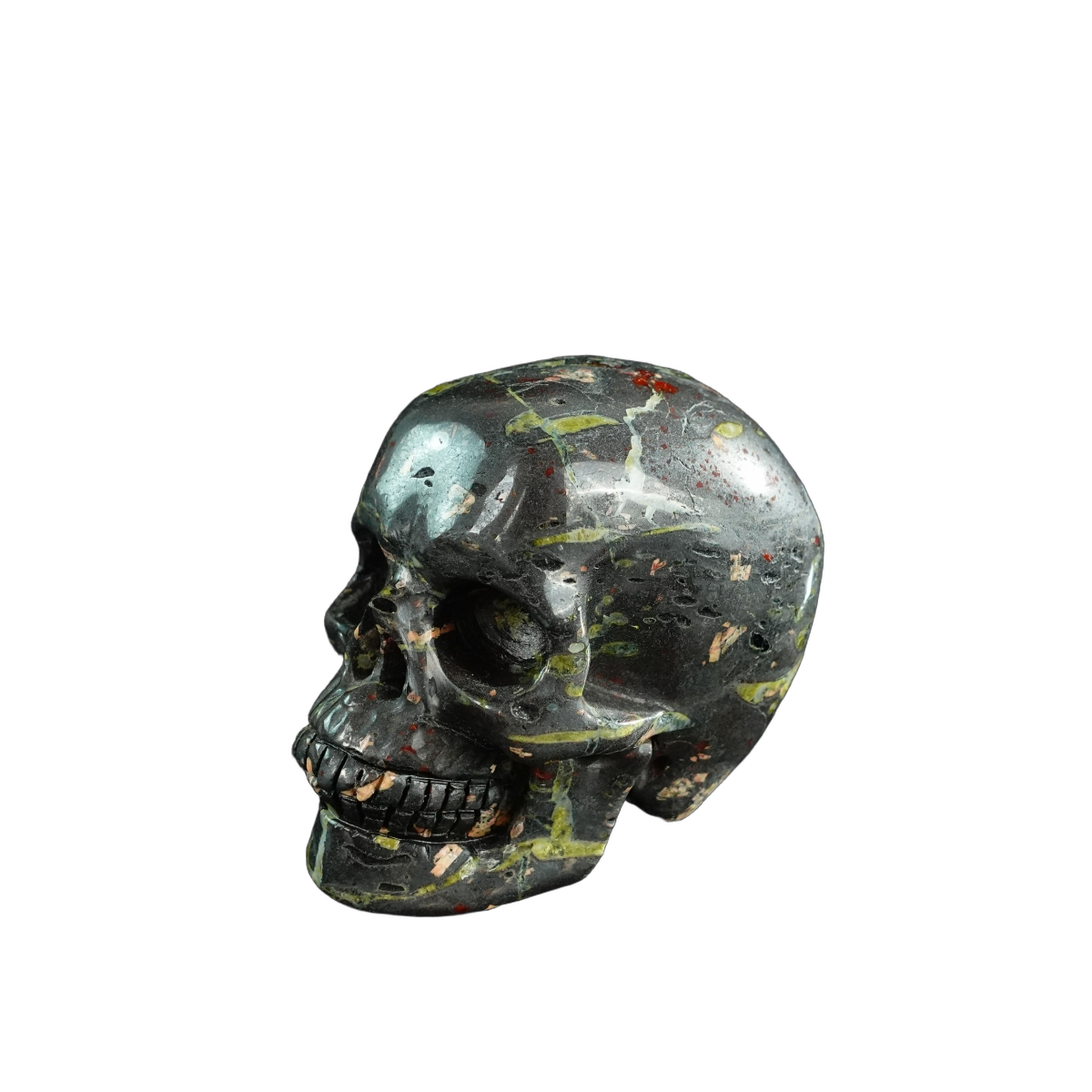 3.0" Plum Blossom Jade Crystal Skull Carving - Hand Carved Decor