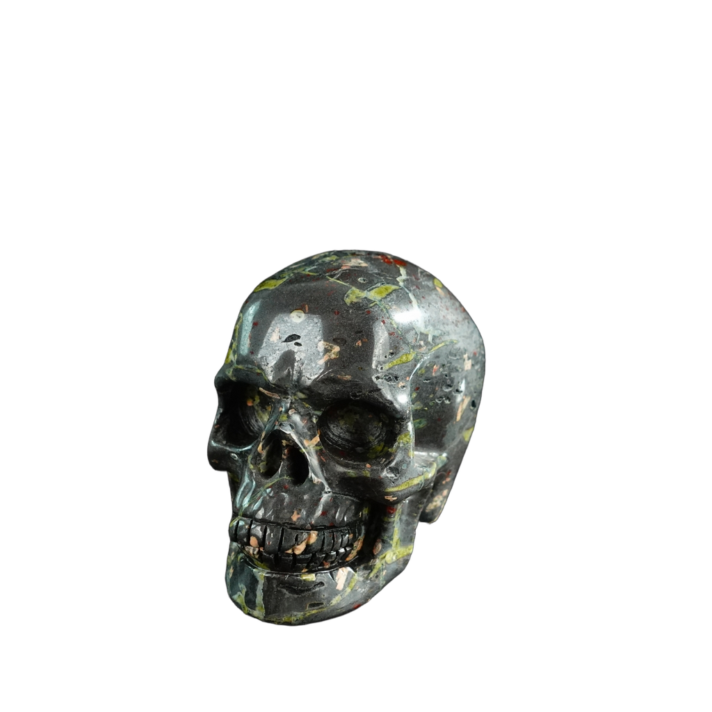 3.0" Plum Blossom Jade Crystal Skull Carving - Hand Carved Decor