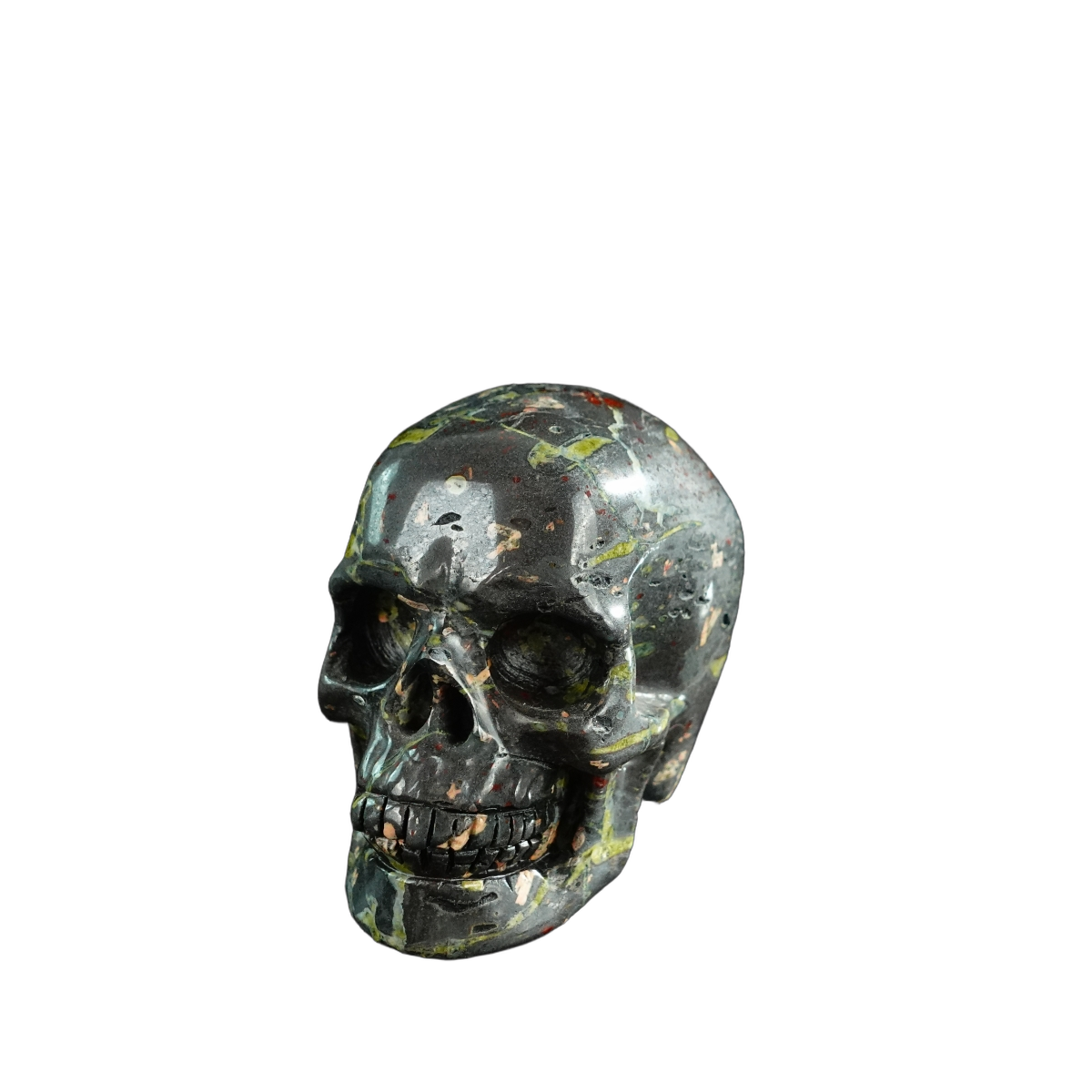 3.0" Plum Blossom Jade Crystal Skull Carving - Hand Carved Decor