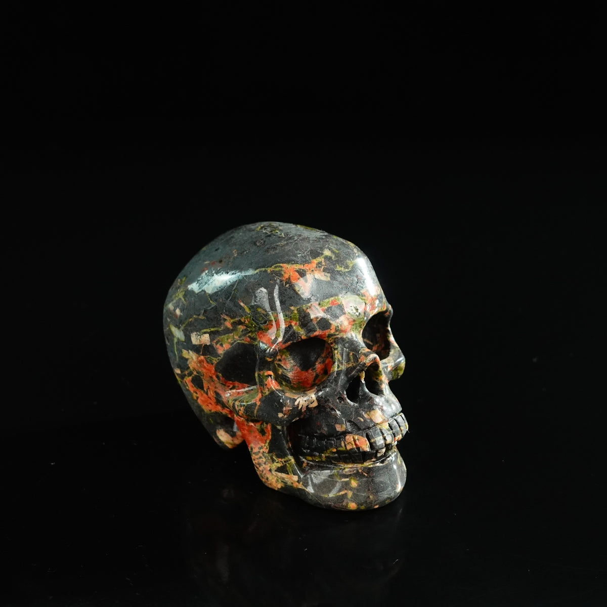 3.0" Plum Blossom Jade Crystal Skull Carving - Unique Piece #PB03