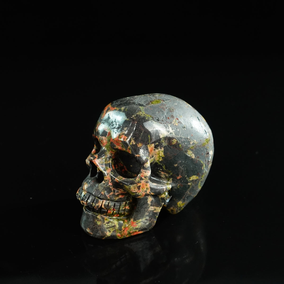 3.0" Plum Blossom Jade Crystal Skull Carving - Unique Piece #PB03