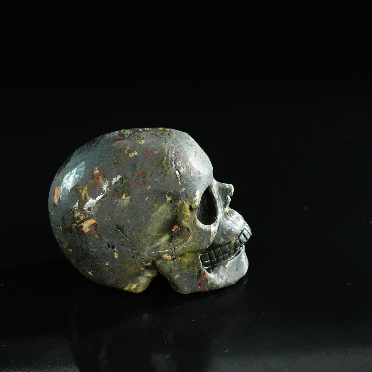 3.0" Plum Blossom Jade Crystal Skull Carving - Unique Piece #PB04