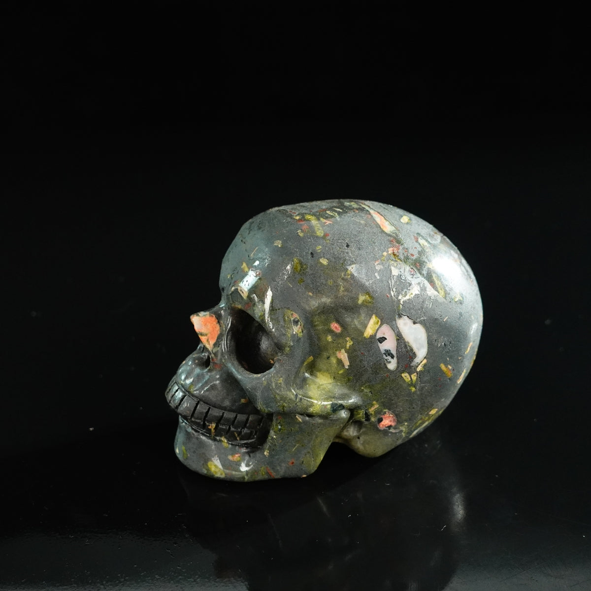3.0" Plum Blossom Jade Crystal Skull Carving - Unique Piece #PB04