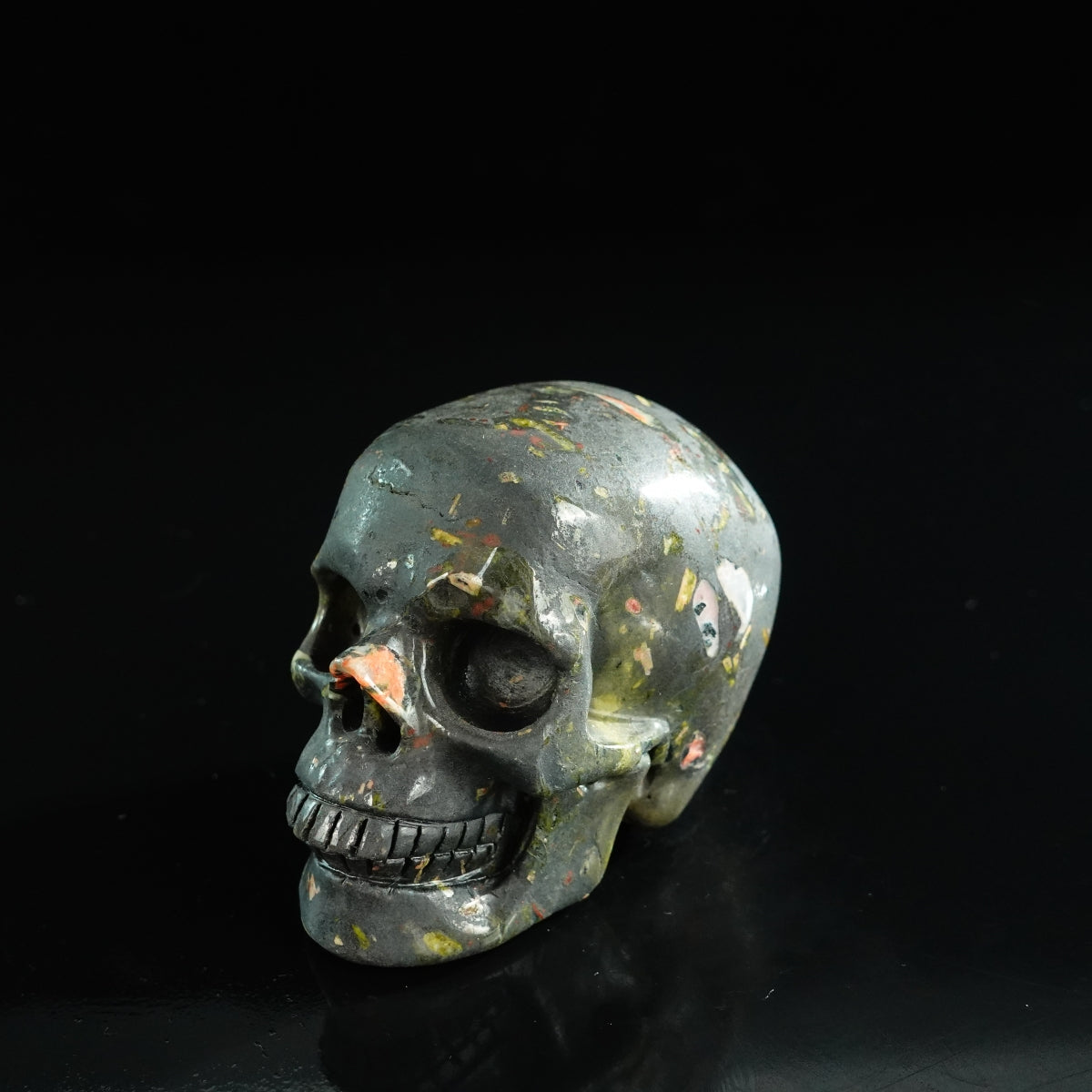 3.0" Plum Blossom Jade Crystal Skull Carving - Unique Piece #PB04