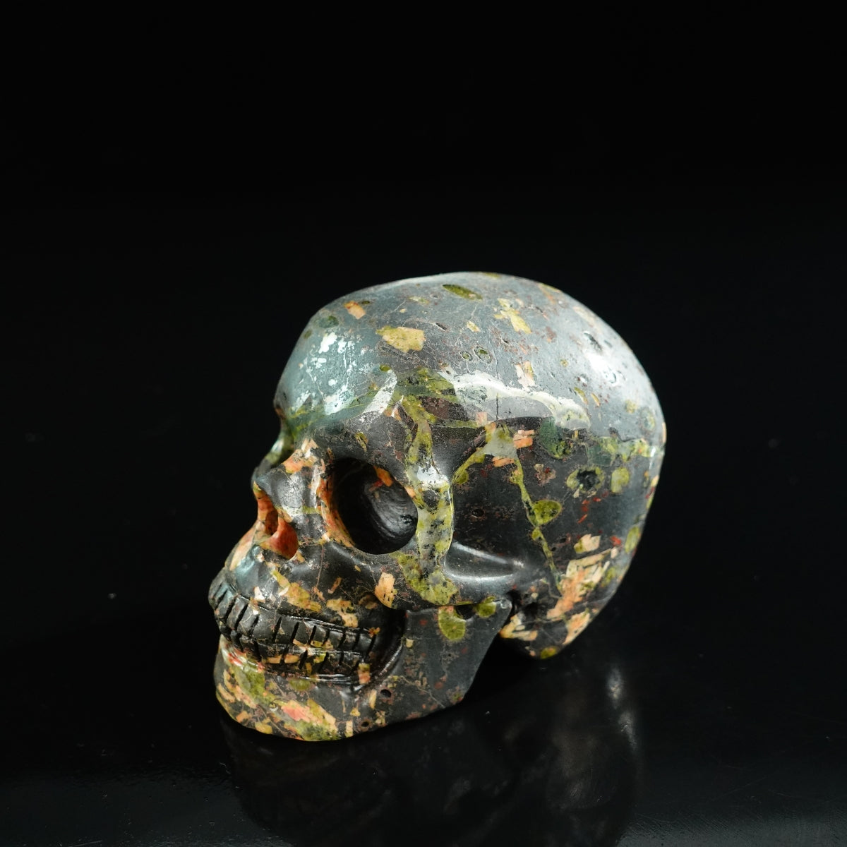 3.0" Plum Blossom Jade Crystal Skull Carving - Unique Piece #PB05