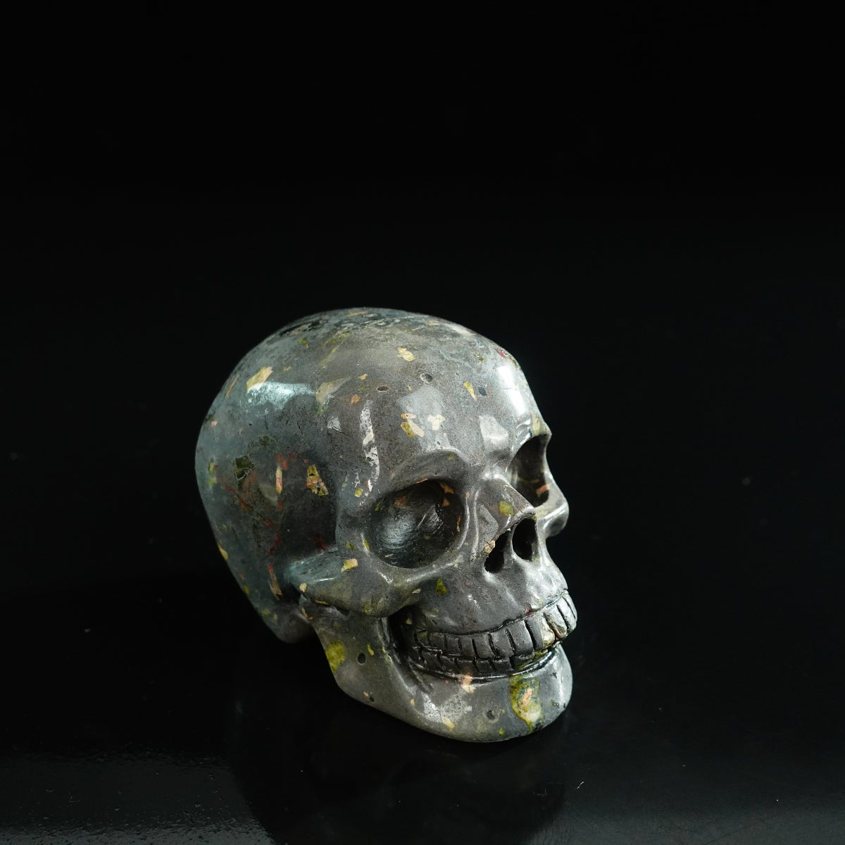 3.0" Plum Blossom Jade Crystal Skull Carving - Unique Piece #PB06
