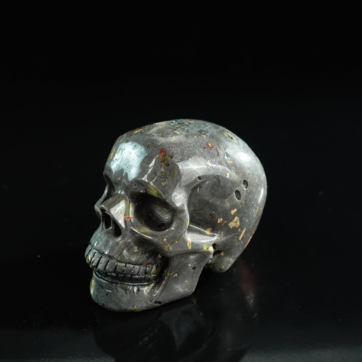 3.0" Plum Blossom Jade Crystal Skull Carving - Unique Piece #PB06