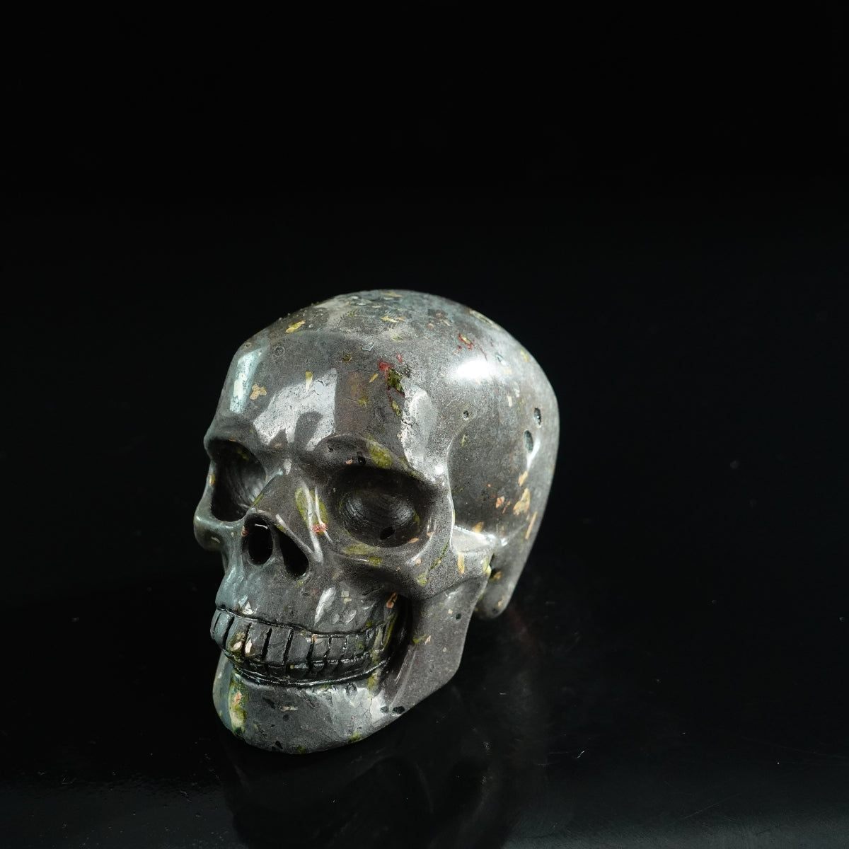 3.0" Plum Blossom Jade Crystal Skull Carving - Unique Piece #PB06