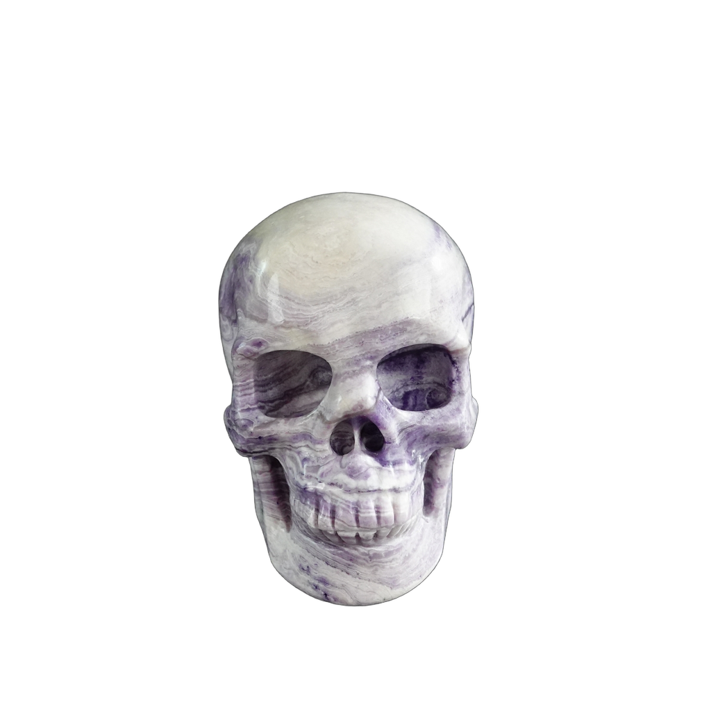 3.0" Purple Malachite Crystal Skull Carving - Hand Carved Decor