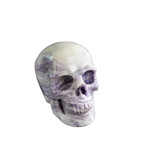 3.0" Purple Malachite Crystal Skull Carving - Hand Carved Decor - alternate view