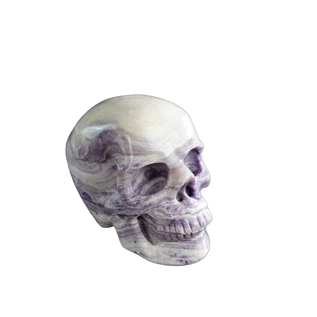 3.0" Purple Malachite Crystal Skull Carving - Hand Carved Decor