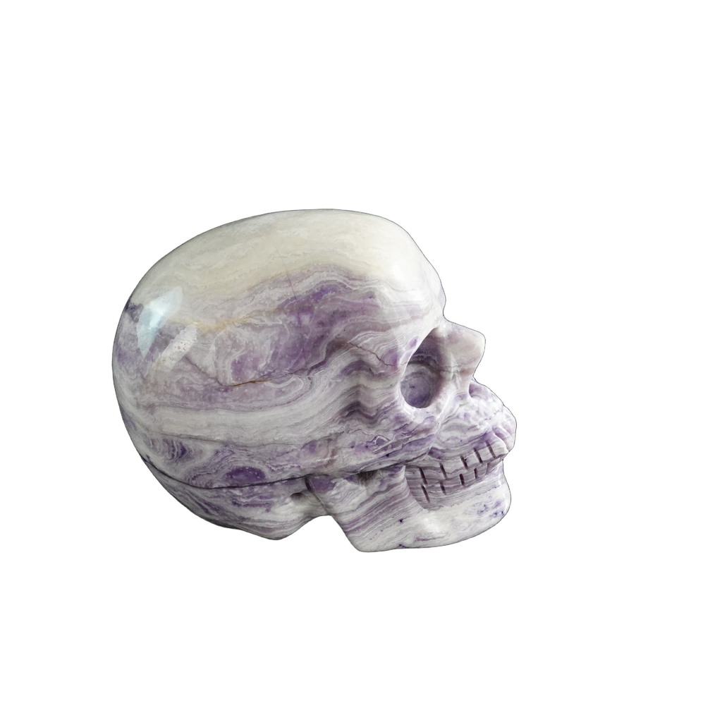 3.0" Purple Malachite Crystal Skull Carving - Hand Carved Decor