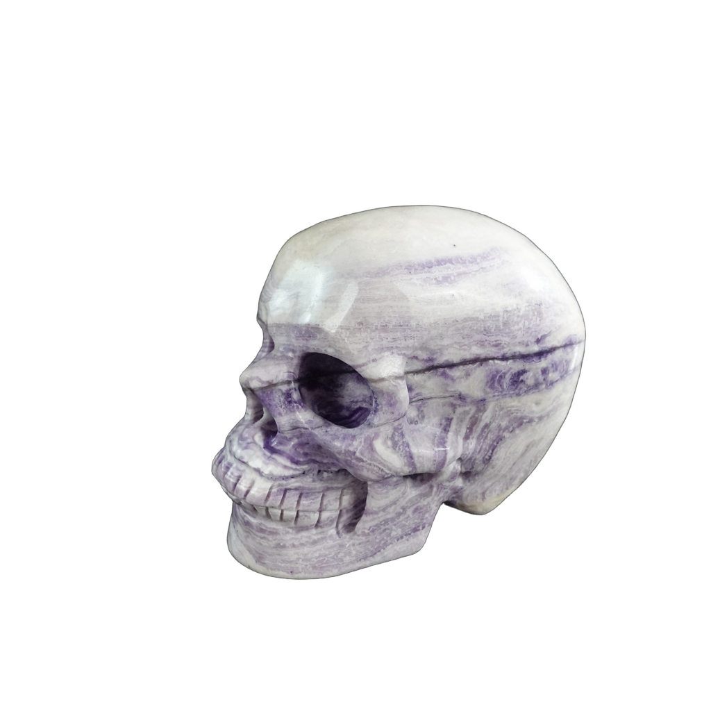 3.0" Purple Malachite Crystal Skull Carving - Hand Carved Decor