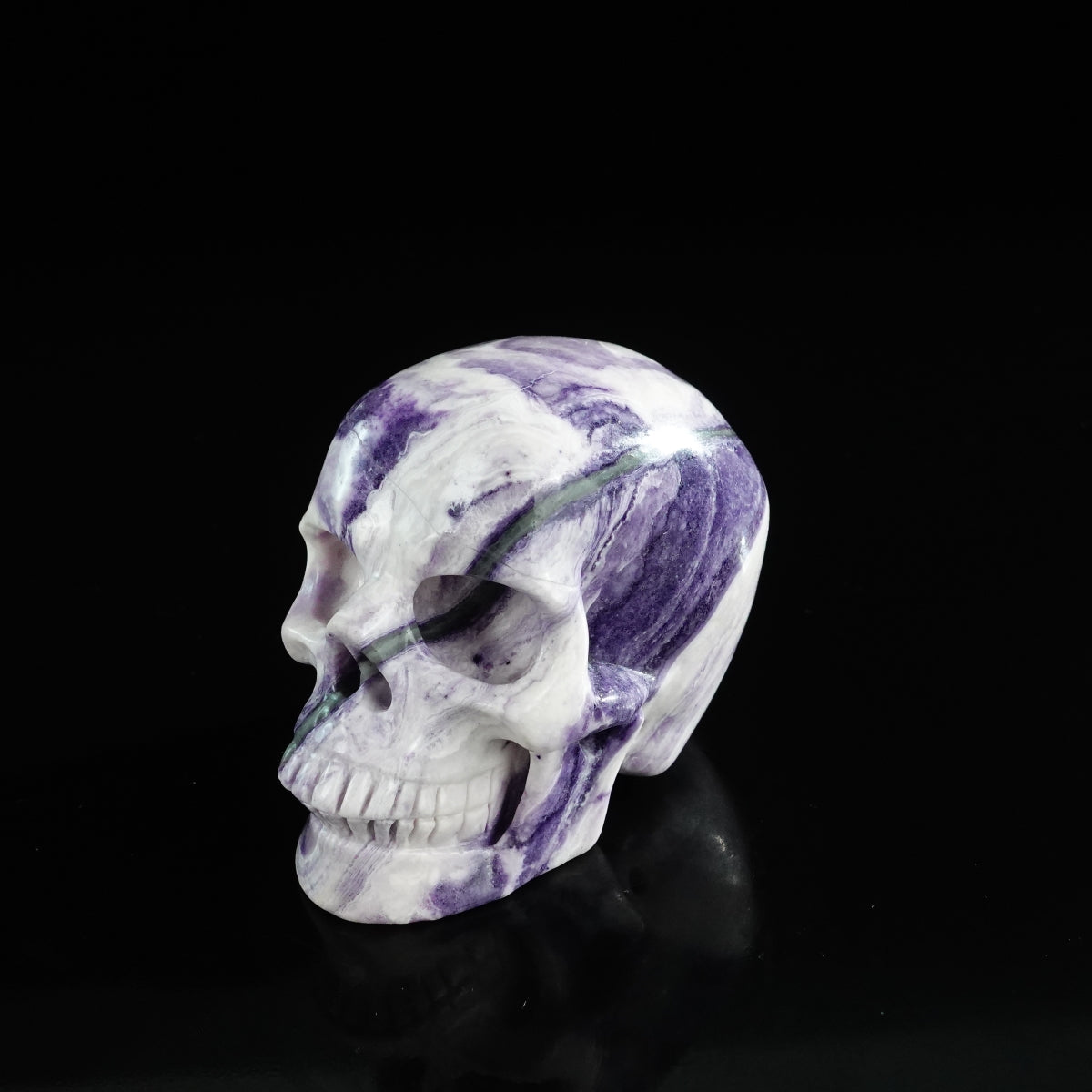 3.0" Purple Malachite Crystal Skull Carving - Unique Piece #PM04