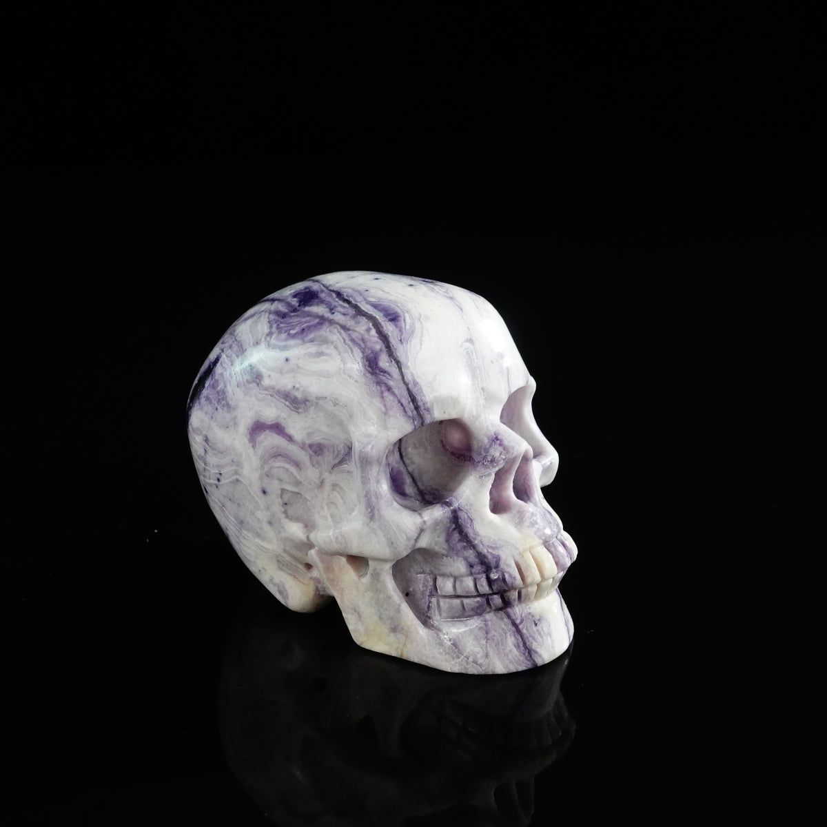 3.0" Purple Malachite Crystal Skull Carving - Unique Piece #PM19