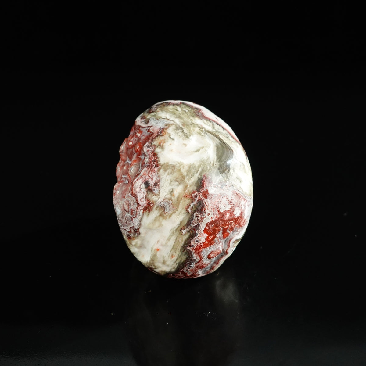 3.0" Red Crazy Lace Agate Crystal Skull Carving - Unique Piece #RC01