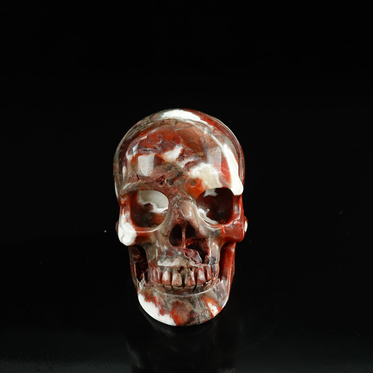 3.0" Red Crazy Lace Agate Crystal Skull Carving - Unique Piece #RC02