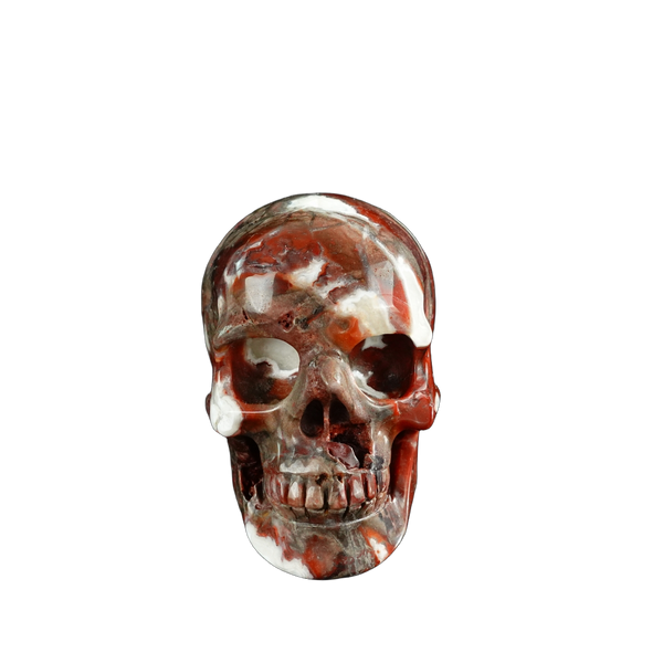 3.0" Red Crazy Lace Agate Crystal Skull Carving - Unique Piece #RC02