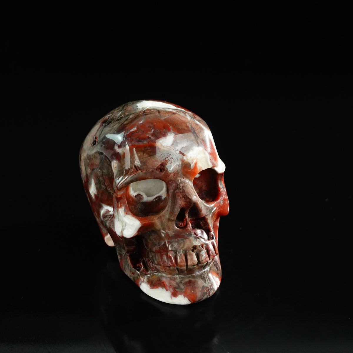 3.0" Red Crazy Lace Agate Crystal Skull Carving - Unique Piece #RC02