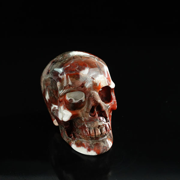 3.0" Red Crazy Lace Agate Crystal Skull Carving - Unique Piece #RC02 - alternate view
