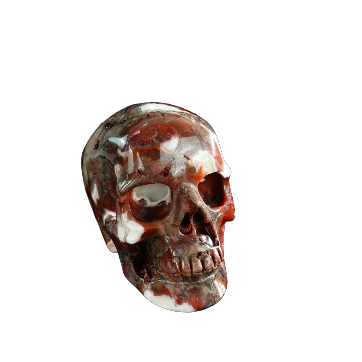 3.0" Red Crazy Lace Agate Crystal Skull Carving - Unique Piece #RC02
