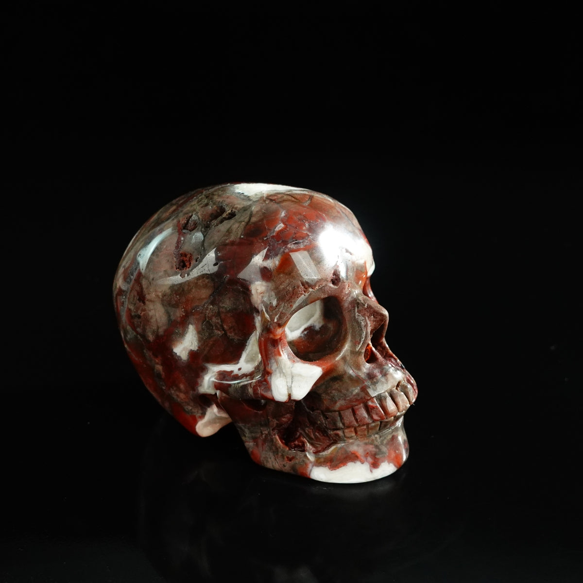 3.0" Red Crazy Lace Agate Crystal Skull Carving - Unique Piece #RC02