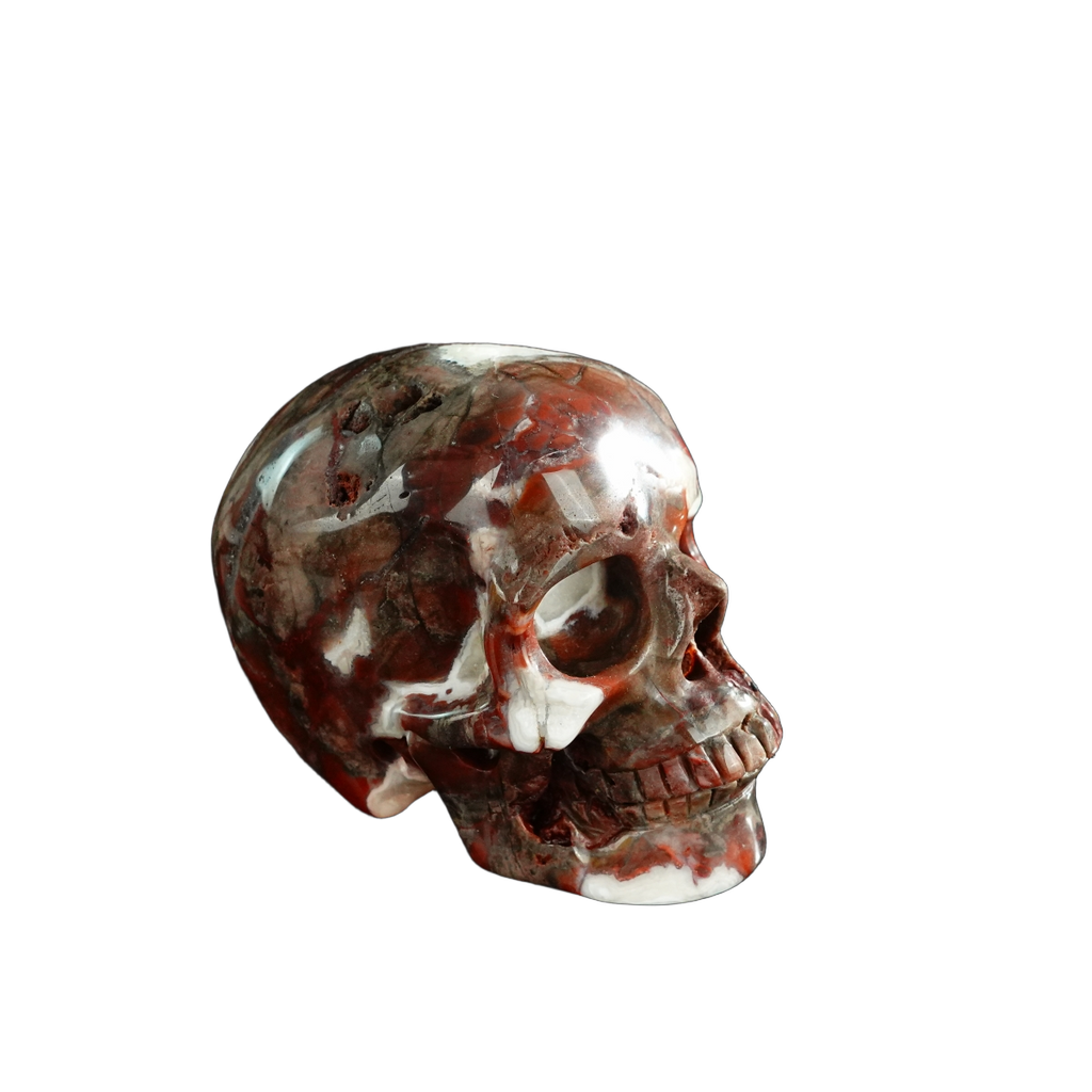 3.0" Red Crazy Lace Agate Crystal Skull Carving - Unique Piece #RC02