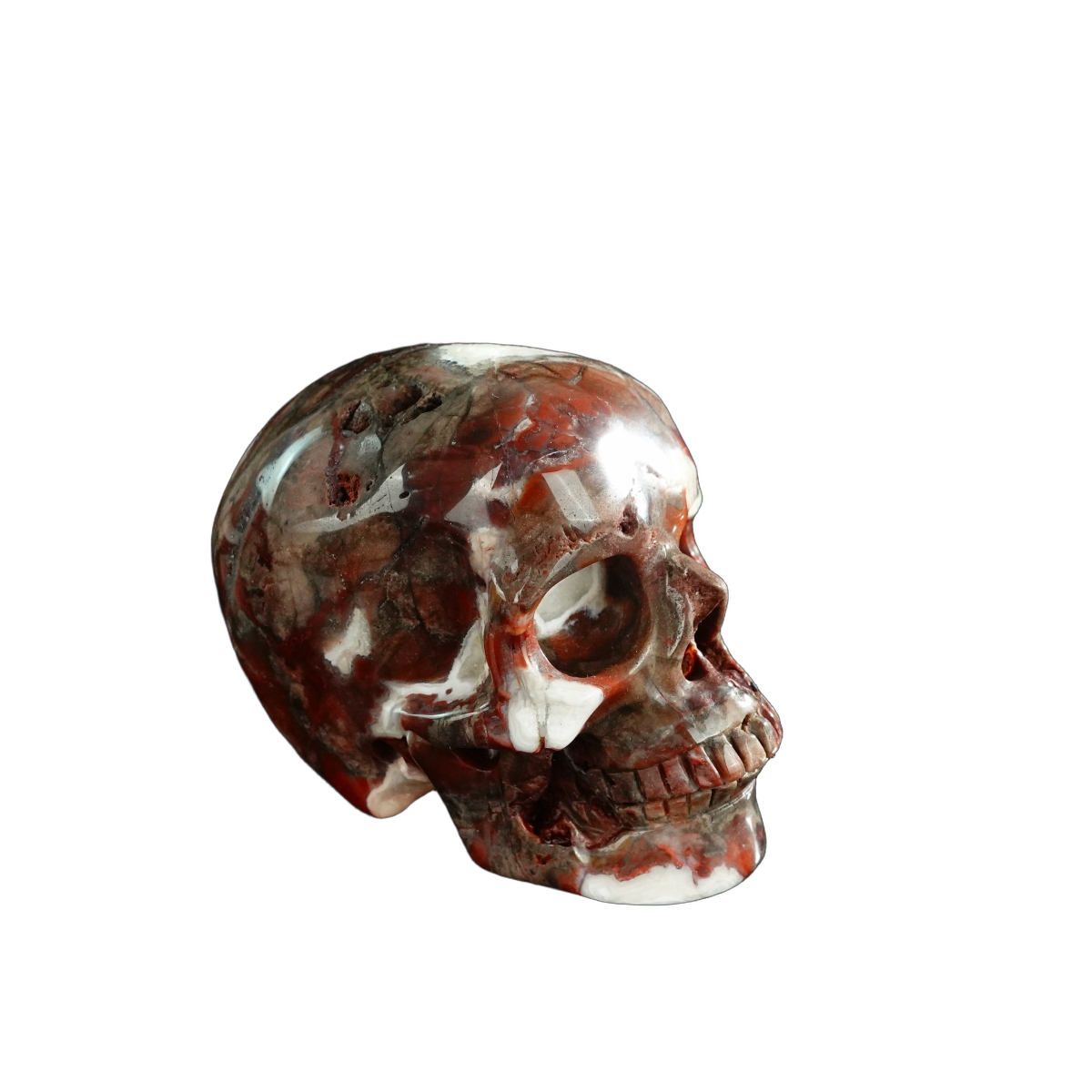 3.0" Red Crazy Lace Agate Crystal Skull Carving - Unique Piece #RC02