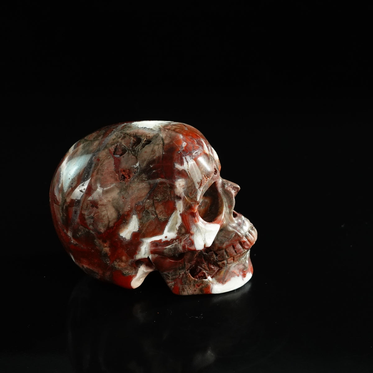 3.0" Red Crazy Lace Agate Crystal Skull Carving - Unique Piece #RC02