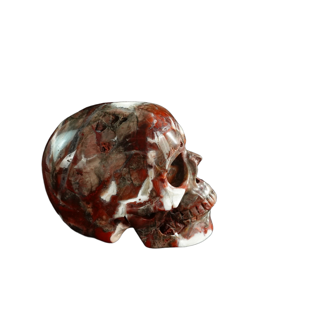 3.0" Red Crazy Lace Agate Crystal Skull Carving - Unique Piece #RC02