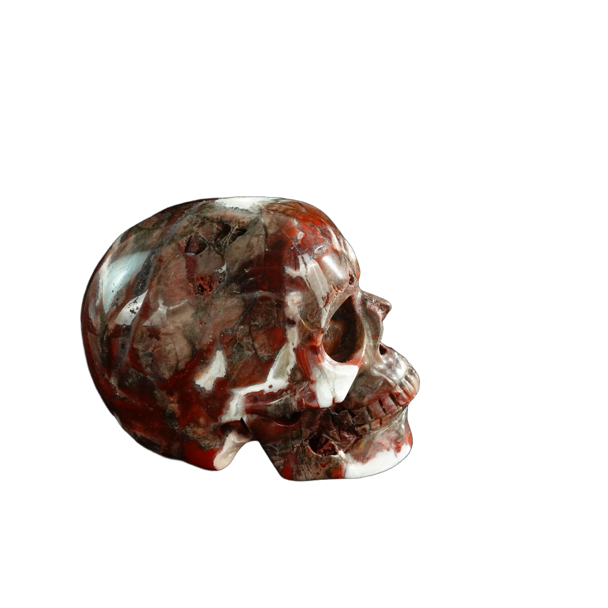 3.0" Red Crazy Lace Agate Crystal Skull Carving - Unique Piece #RC02
