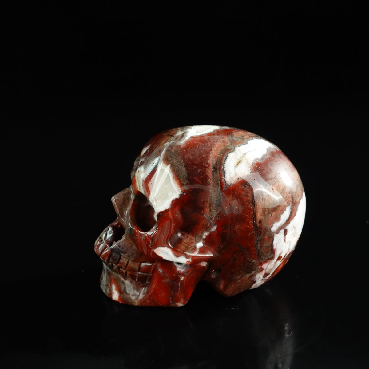 3.0" Red Crazy Lace Agate Crystal Skull Carving - Unique Piece #RC02