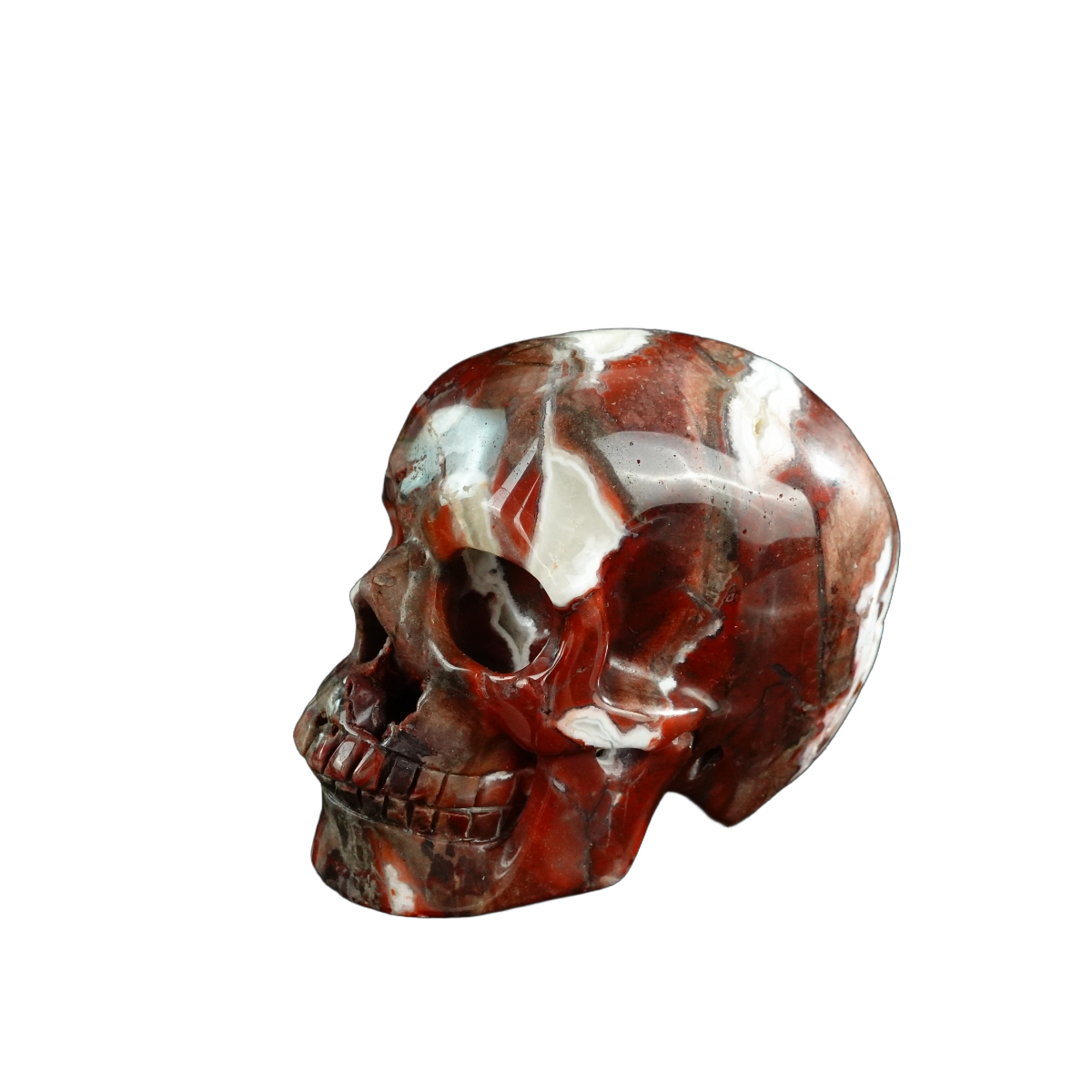 3.0" Red Crazy Lace Agate Crystal Skull Carving - Unique Piece #RC02
