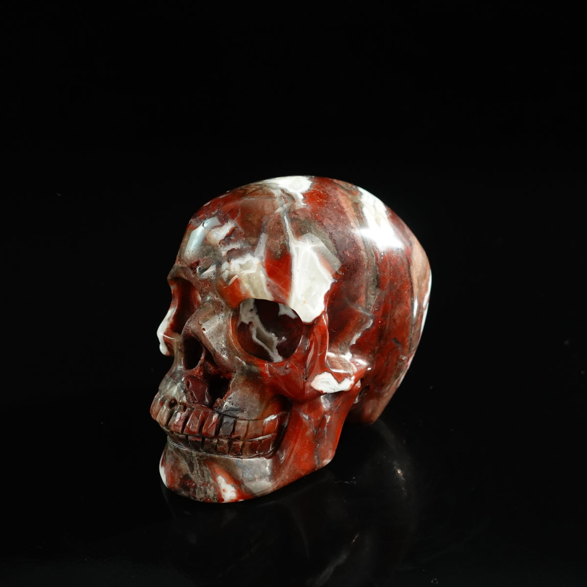 3.0" Red Crazy Lace Agate Crystal Skull Carving - Unique Piece #RC02