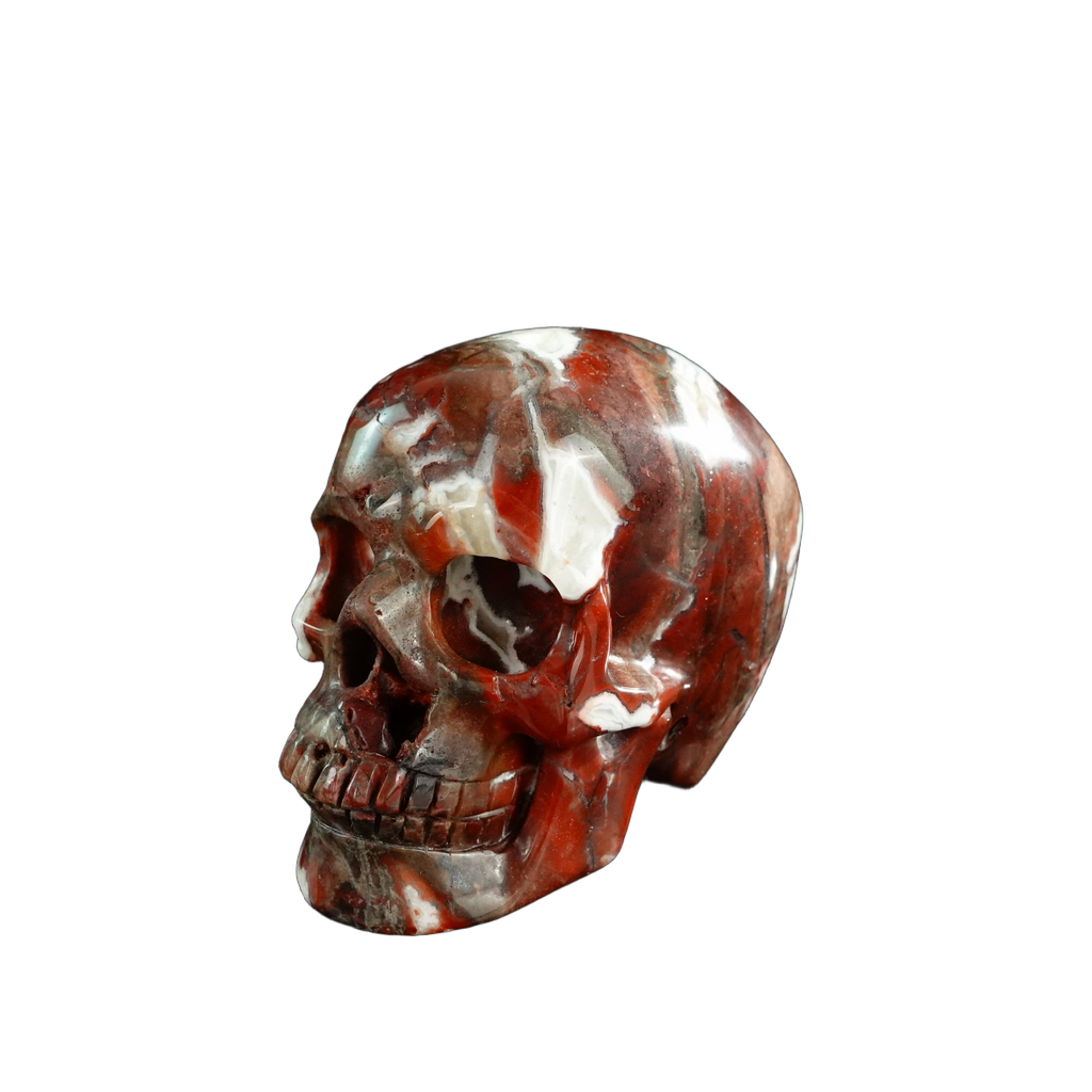 3.0" Red Crazy Lace Agate Crystal Skull Carving - Unique Piece #RC02