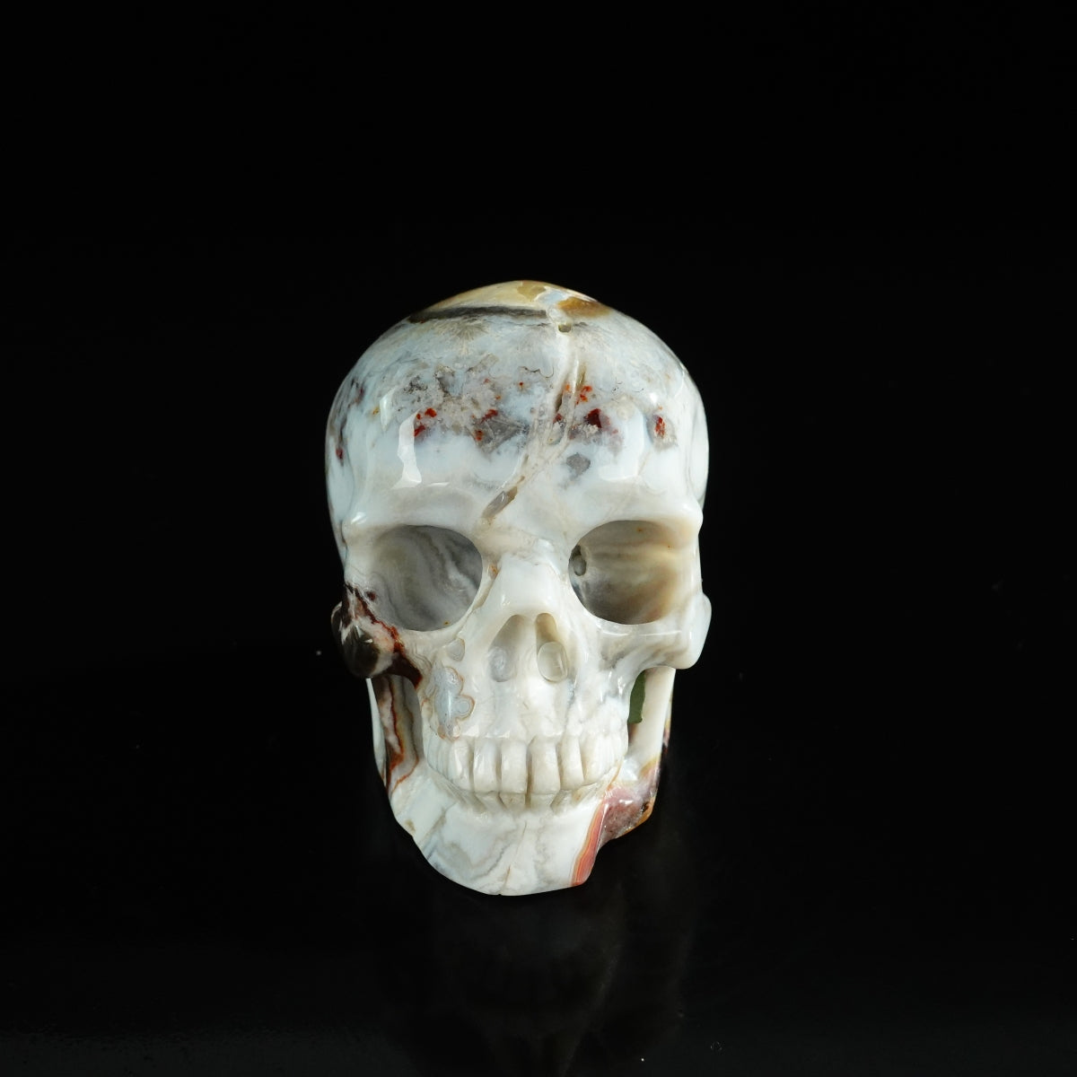 3.0" Red Crazy Lace Agate Crystal Skull Carving - Unique Piece #RC03