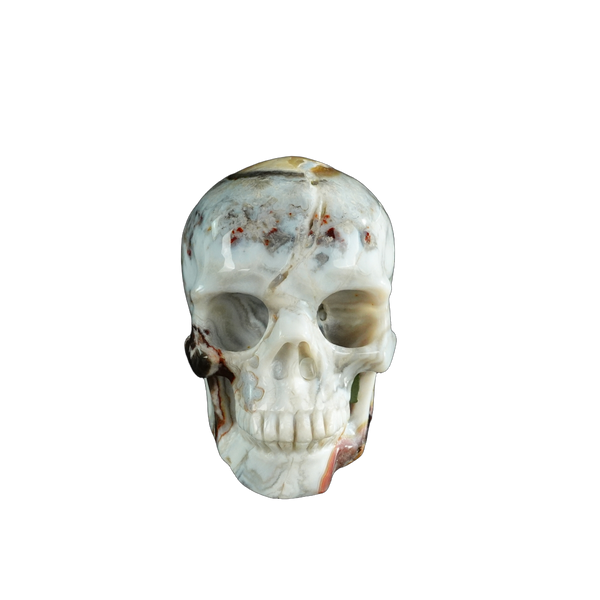 3.0" Red Crazy Lace Agate Crystal Skull Carving - Unique Piece #RC03