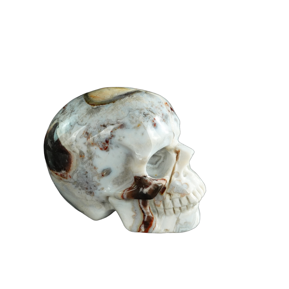 3.0" Red Crazy Lace Agate Crystal Skull Carving - Unique Piece #RC03