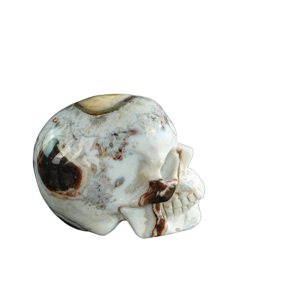3.0" Red Crazy Lace Agate Crystal Skull Carving - Unique Piece #RC03