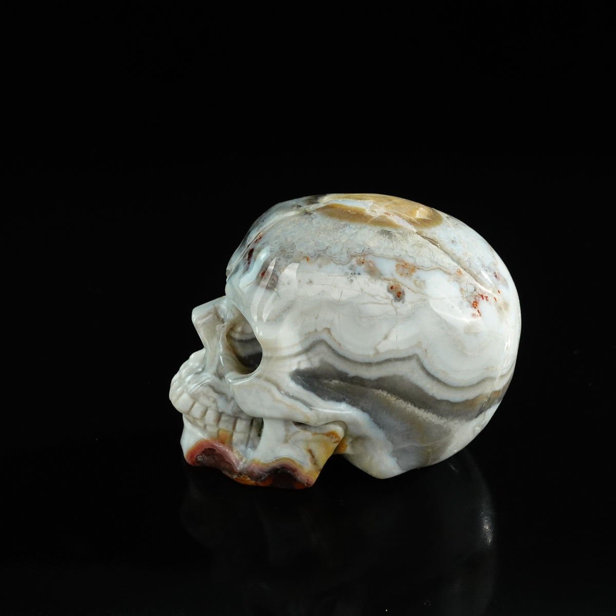 3.0" Red Crazy Lace Agate Crystal Skull Carving - Unique Piece #RC03