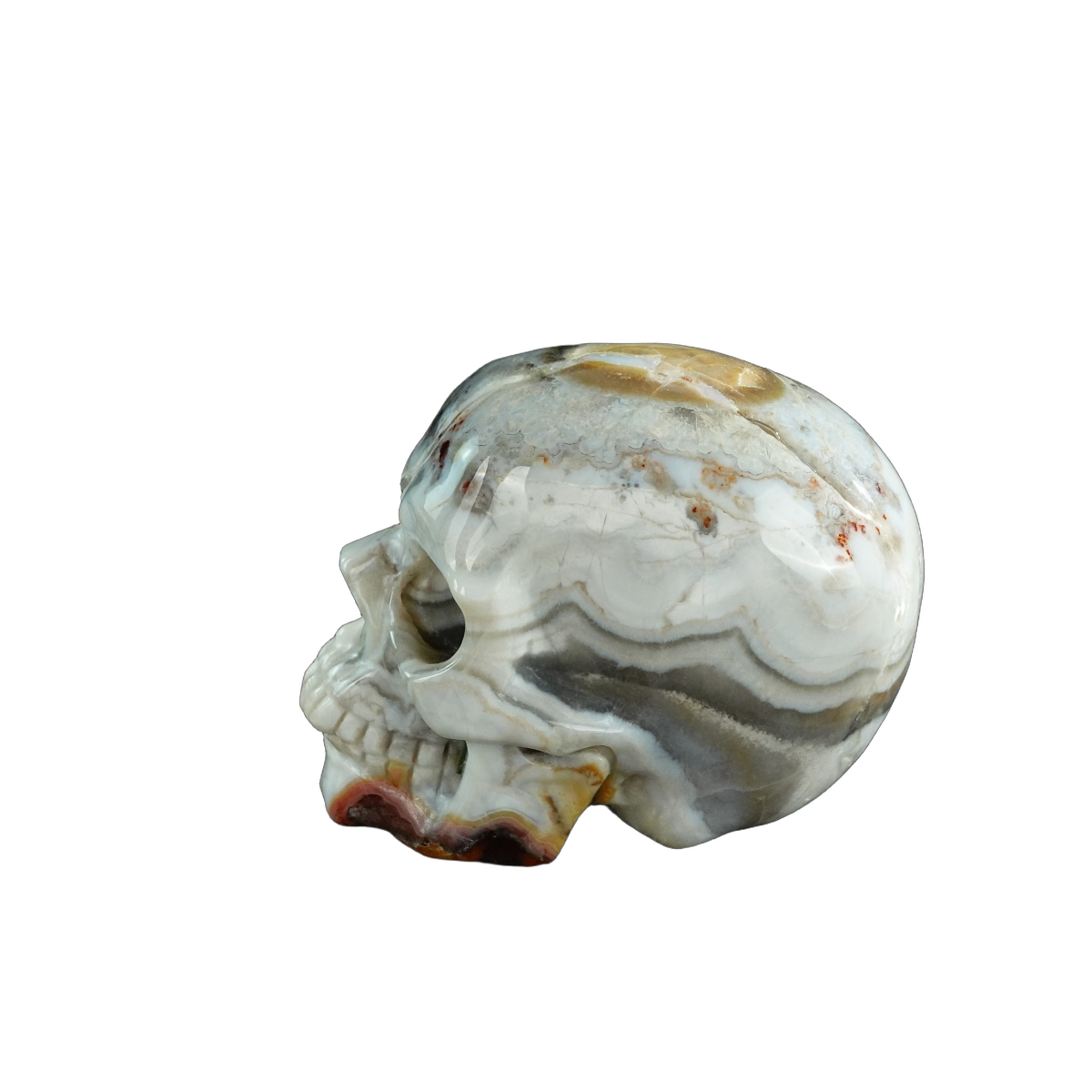 3.0" Red Crazy Lace Agate Crystal Skull Carving - Unique Piece #RC03