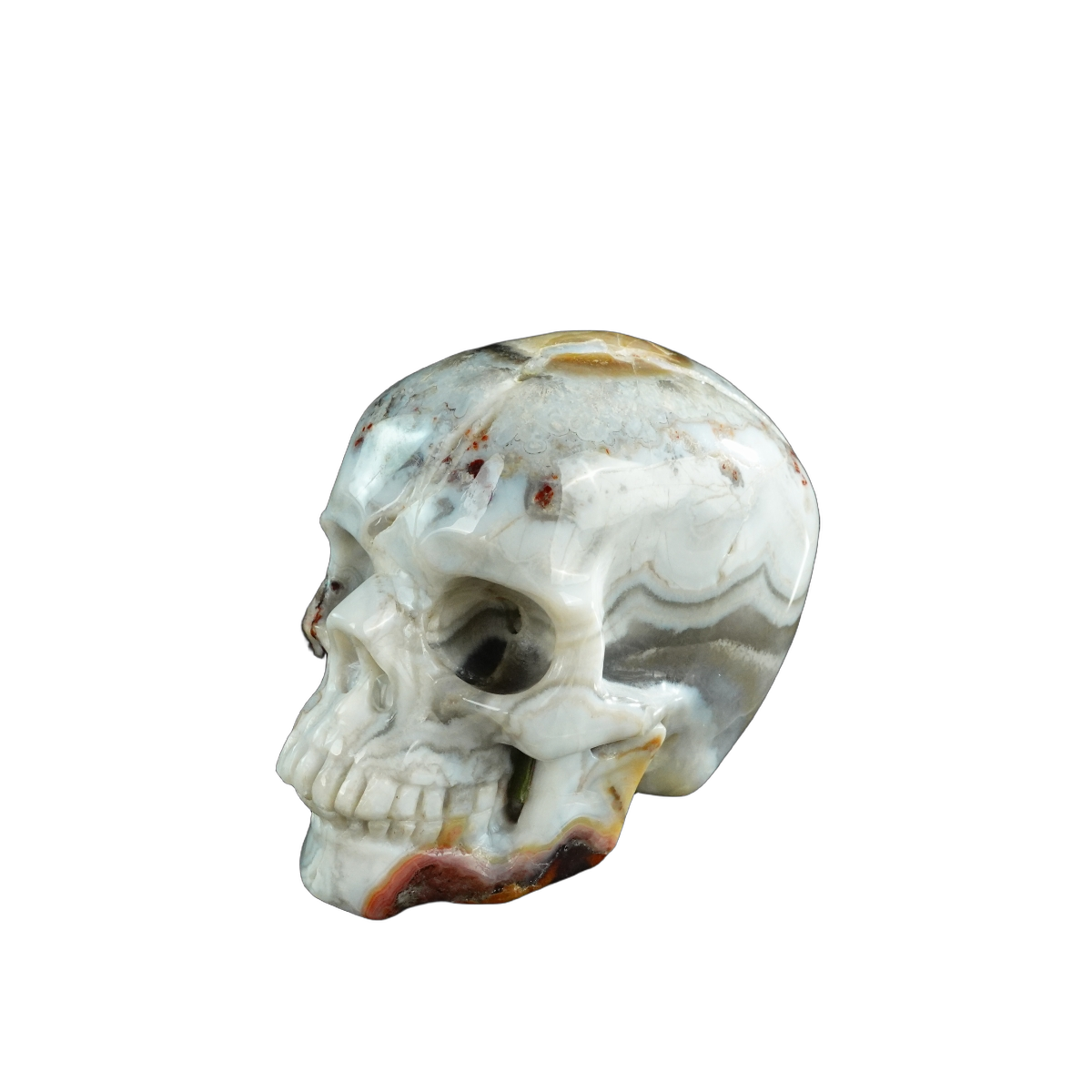 3.0" Red Crazy Lace Agate Crystal Skull Carving - Unique Piece #RC03
