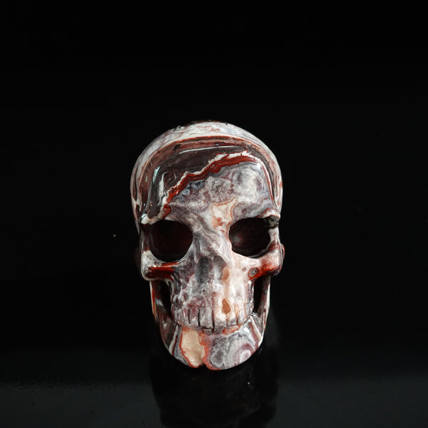 3.0" Red Crazy Lace Agate Crystal Skull Carving - Unique Piece #RC04