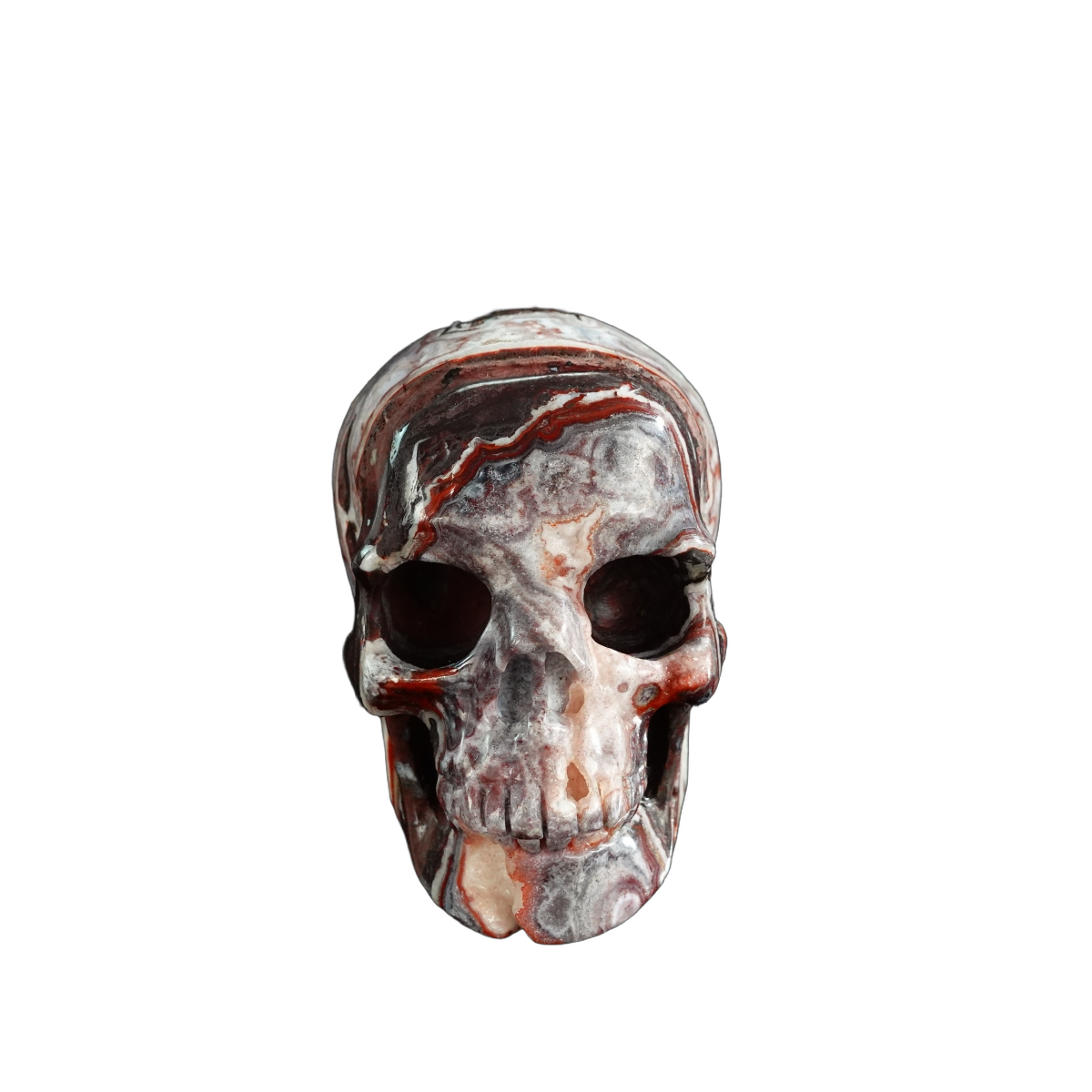 3.0" Red Crazy Lace Agate Crystal Skull Carving - Unique Piece #RC04