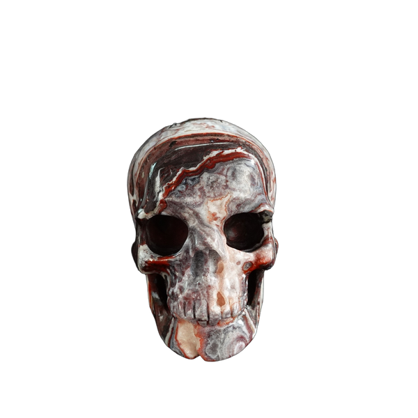 3.0" Red Crazy Lace Agate Crystal Skull Carving - Unique Piece #RC04